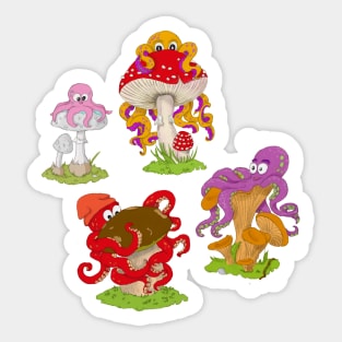 Octopods and Mushrooms - An Unexpected Love Sticker
